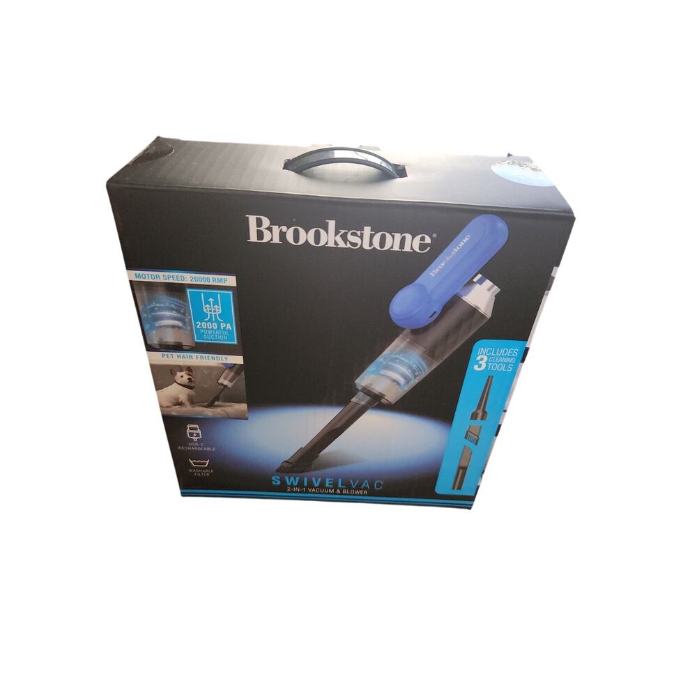 Brookstone SwivelVac 2-in-1 Handheld Vacuum & Blower USB-C Rechargeable Portable